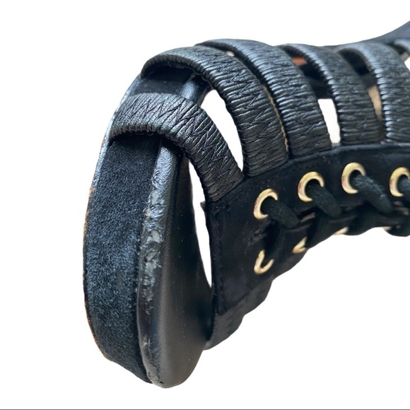 Antonio Melani Black Lace Up Peep-Toe Heel - Picture 8 of 9